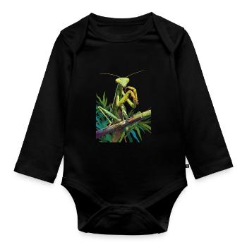 Praying mantises Praying mantis - Organic Longsleeve Baby Bodysuit - black - Front