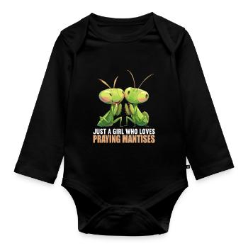 Praying mantises Praying mantis - Organic Longsleeve Baby Bodysuit - black - Front