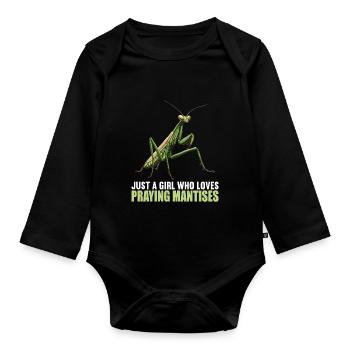 Praying mantises Praying mantis - Organic Longsleeve Baby Bodysuit - black - Front