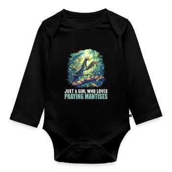 Praying mantises Praying mantis - Organic Longsleeve Baby Bodysuit - black - Front