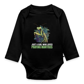 Praying mantises Praying mantis - Organic Longsleeve Baby Bodysuit - black - Front