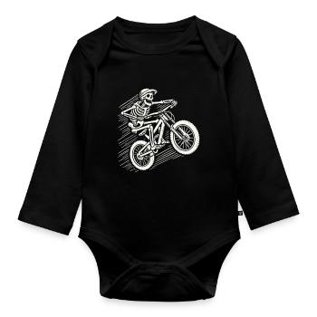 Skeleton Vélo Aventure VTT Rétro - Body Bébé bio manches longues - noir - Devant