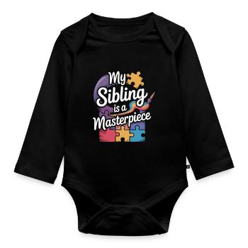 Frères et sœurs autistes - Body Bébé bio manches longues - noir - Devant