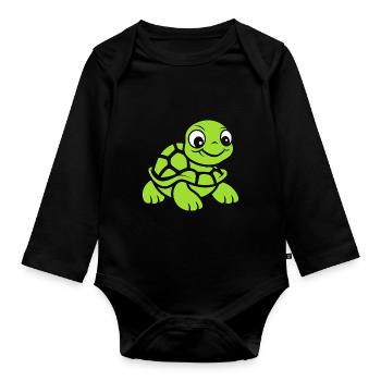 tortoise - Organic Longsleeve Baby Bodysuit - black - Front