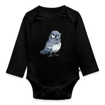 Style de bande dessinée Grumpy Dove - Body Bébé bio manches longues - noir - Devant