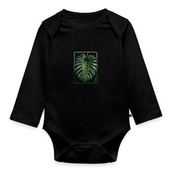 Abondance exotique Monstera Leaf - Body Bébé bio manches longues - noir - Devant