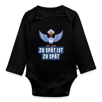 TOO LATE IS TOO LATE - Organic Longsleeve Baby Bodysuit - black - Front
