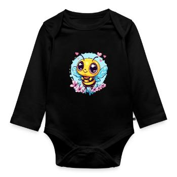 Liebevolle Honigbiene - Baby Bio-Langarm-Body - Schwarz - Vorne