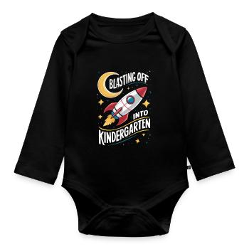 Départ de la maternelle pour la rentrée scolaire - Body Bébé bio manches longues - noir - Devant