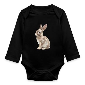 Hasen Hase - Baby Bio-Langarm-Body - Schwarz - Vorne
