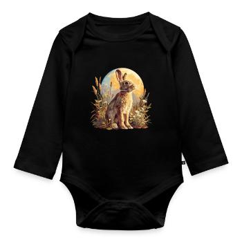 Bunny Bunny - Organic Longsleeve Baby Bodysuit - black - Front