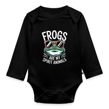 Frog Saying Toad Funny Frogs Gift - Organic Longsleeve Baby Bodysuit - black - Front