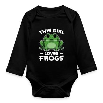 Frosch Spruch Mädchen Lustiges Frösche Geschenk - Baby Bio-Langarm-Body - Schwarz - Vorne