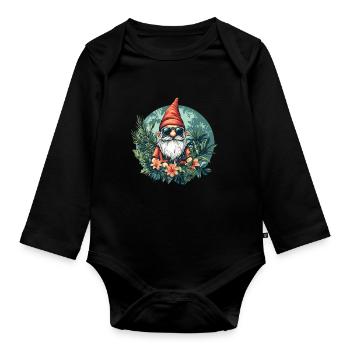 Cool Garden Gnome - Organic Longsleeve Baby Bodysuit - black - Front