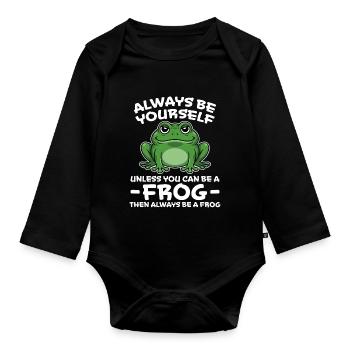 Frog Saying Toad Funny Frogs Gift - Organic Longsleeve Baby Bodysuit - black - Front