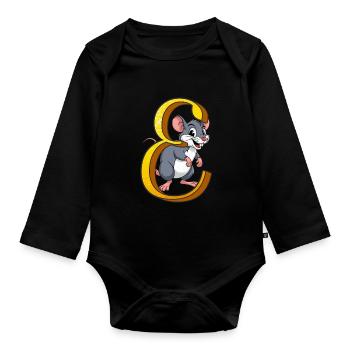 BUCHSTABE E - Baby Bio-Langarm-Body - Schwarz - Vorne