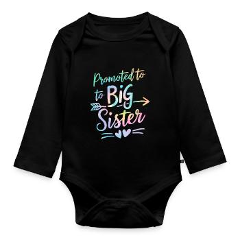 Promoted to Big Sister Tie Dye Gender Reveal - Organic Longsleeve Baby Bodysuit - black - Front