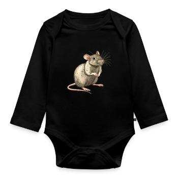 Ratten Ratte - Baby Bio-Langarm-Body - Schwarz - Vorne