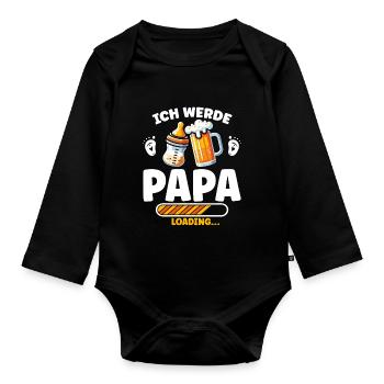 Ich Werde Papa Vatertag Neuer Papa Elternteil - Baby Bio-Langarm-Body - Schwarz - Vorne