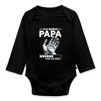 Ich Werde Papa Vatertag Neuer Papa Elternteil - Baby Bio-Langarm-Body - Schwarz - Vorne