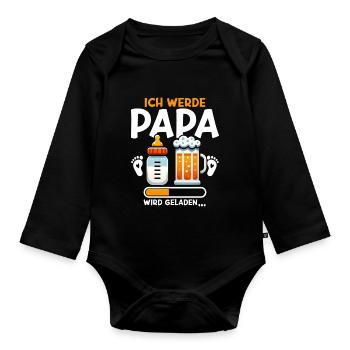 Ich Werde Papa Vatertag Neuer Papa Elternteil - Baby Bio-Langarm-Body - Schwarz - Vorne