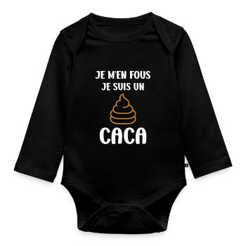 caca - Body Bébé bio manches longues - noir - Devant