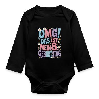 8. Geburtstag Mädchen Das Ist Mein 8. Geburtstag - Baby Bio-Langarm-Body - Schwarz - Vorne