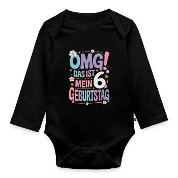 6. Geburtstag Mädchen Das Ist Mein 6. Geburtstag - Baby Bio-Langarm-Body - Schwarz - Vorne