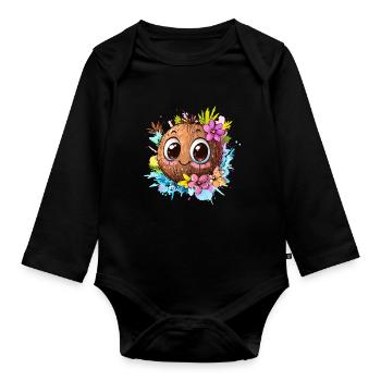 Noix de heureuse - Body Bébé bio manches longues - noir - Devant