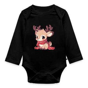 Reindeer Reindeer - Organic Longsleeve Baby Bodysuit - black - Front