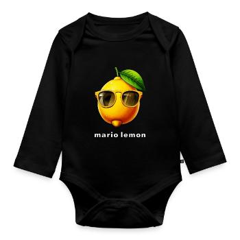 ZITRONE mario lemon - Baby Bio-Langarm-Body - Schwarz - Vorne