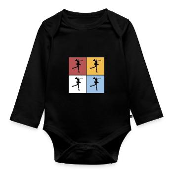 Squares Figure Skating Figure Skating Sports Hobby - Organic Longsleeve Baby Bodysuit - black - Front