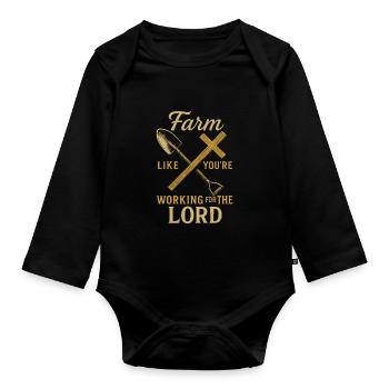 Christian Homesteader Faith Farming Lural Life - Organic Longsleeve Baby Bodysuit - black - Front