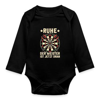 Dartspieler Sportteam Spiel Turnier Dartliebhaber - Baby Bio-Langarm-Body - Schwarz - Vorne