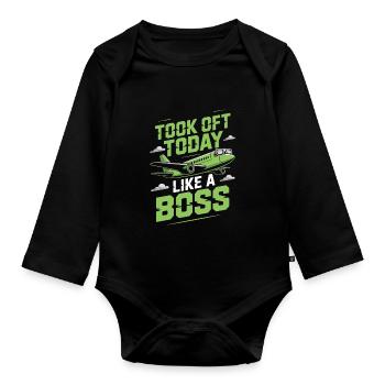 First time flying Travel Memory Sky - Organic Longsleeve Baby Bodysuit - black - Front