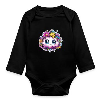 Happy Flower Cloud - Organic Longsleeve Baby Bodysuit - black - Front