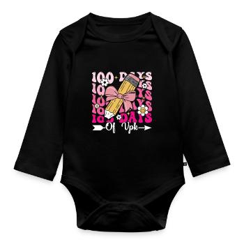 100 days Vpk - Organic Longsleeve Baby Bodysuit - black - Front