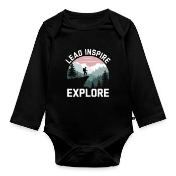 Scout Guide Scout Camping - Organic Longsleeve Baby Bodysuit - black - Front