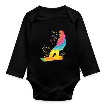 Snowboarder Snowboarding Snowboard - Organic Longsleeve Baby Bodysuit - black - Front