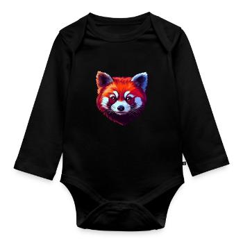 Red Panda Portrait - Organic Longsleeve Baby Bodysuit - black - Front