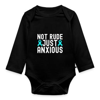 Trouble anxieux Trouble anxieux - Body Bébé bio manches longues - noir - Devant