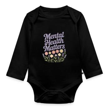 Mental Health matters - Organic Longsleeve Baby Bodysuit - black - Front