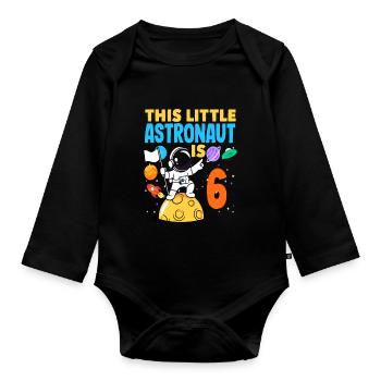 Un petit astronaute fête ses 6 ans - Body Bébé bio manches longues - noir - Devant