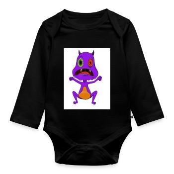 Monster - Organic Longsleeve Baby Bodysuit - black - Front