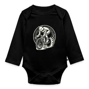 Cats Bicycle Design for Women with Humor - Organic Longsleeve Baby Bodysuit - black - Front
