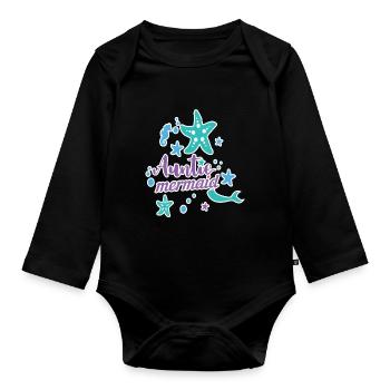 Auntie Mermaid - Organic Longsleeve Baby Bodysuit - black - Front