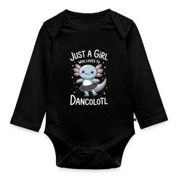 Juste une fille qui aime danser Axolotl Idée cadeau - Body Bébé bio manches longues - noir - Devant