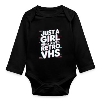 Just a girl who loves retro vhs - Baby Bio-Langarm-Body - Schwarz - Vorne