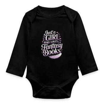 Juste une fille qui aime les livres de fantasy - Body Bébé bio manches longues - noir - Devant
