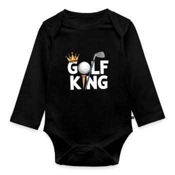 Lustige Golfspieler Vatertag Golf Liebhaber Jungen - Baby Bio-Langarm-Body - Schwarz - Vorne